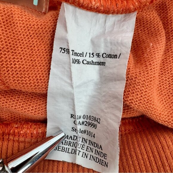 Nicole Miller cashmere pants flare soft bright tie waist Vibrant Orange Knitwear - Picture 9 of 13